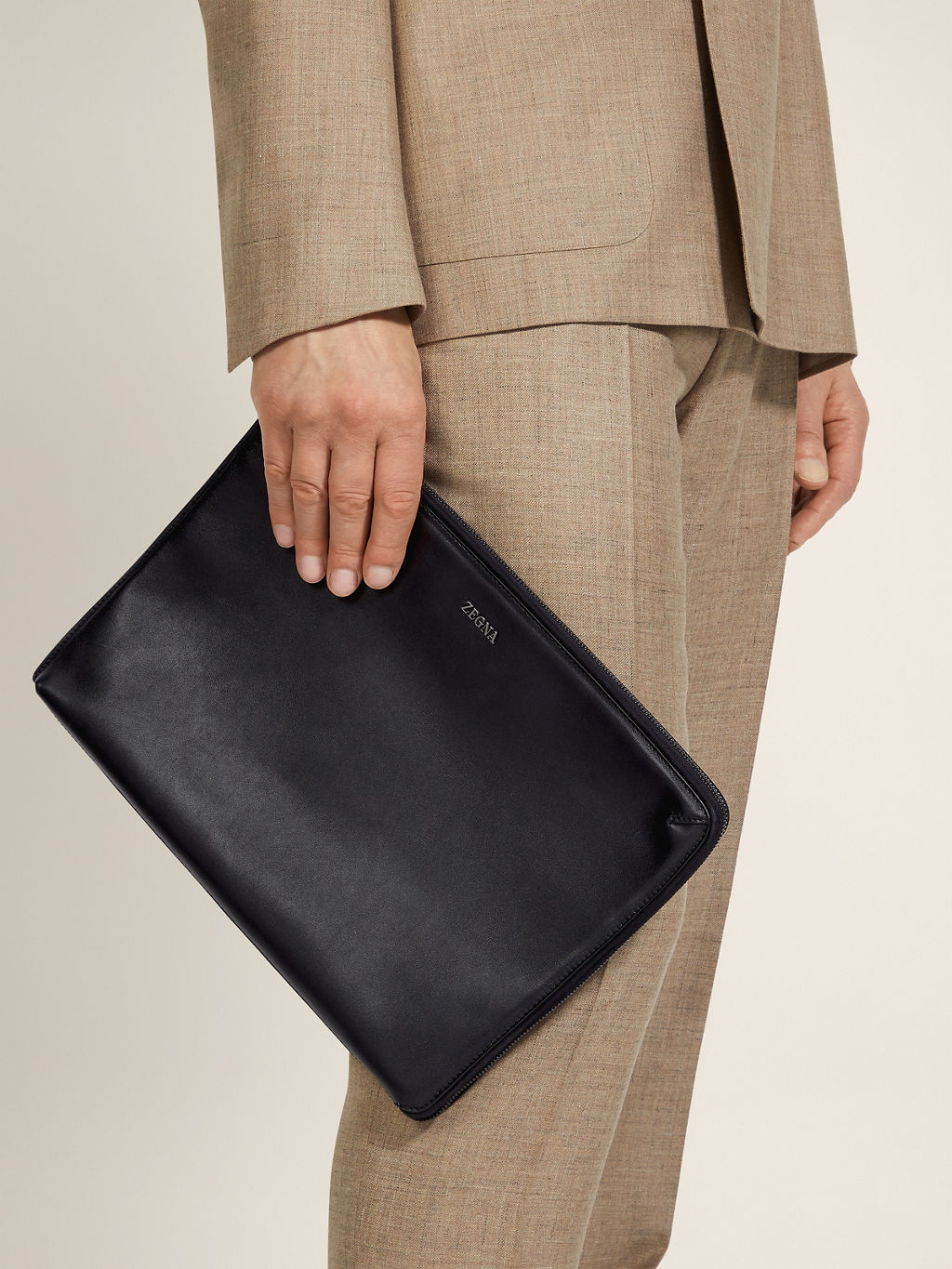 Black Leather Portfolio by Zegna