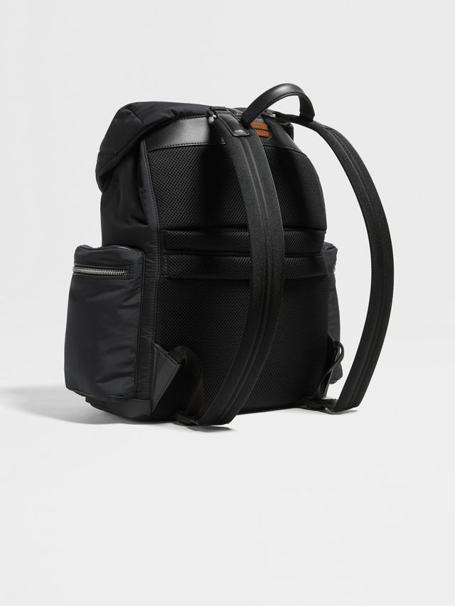 Black Technical Fabric and PELLETESSUTA™ Leather Backpack Product detail photo #2