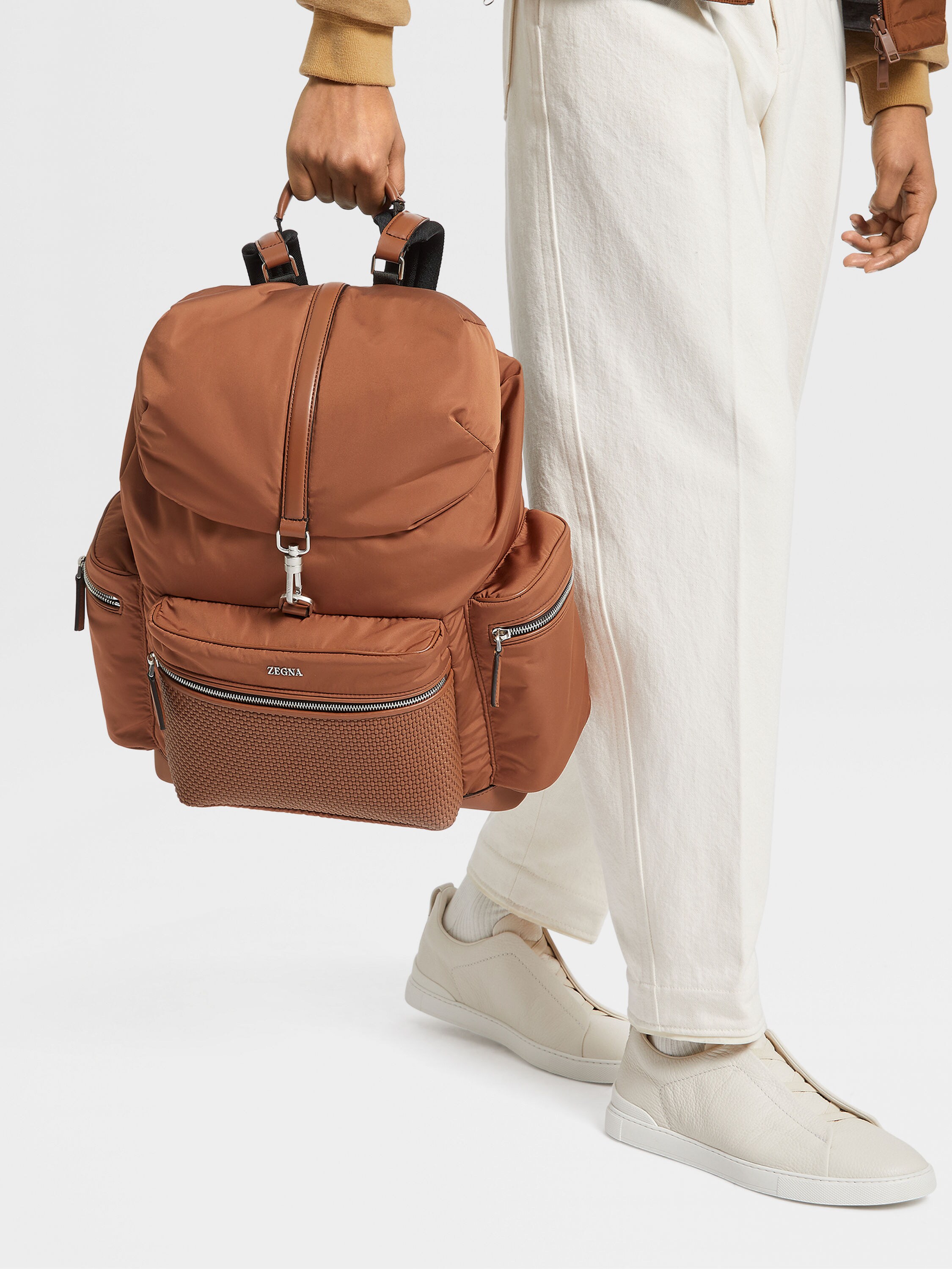 Foliage Technical Fabric and PELLETESSUTA™ Leather Special Backpack Product detail photo #1