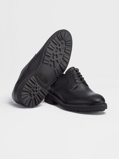 Black Grained Leather Arezzo Derby Shoes