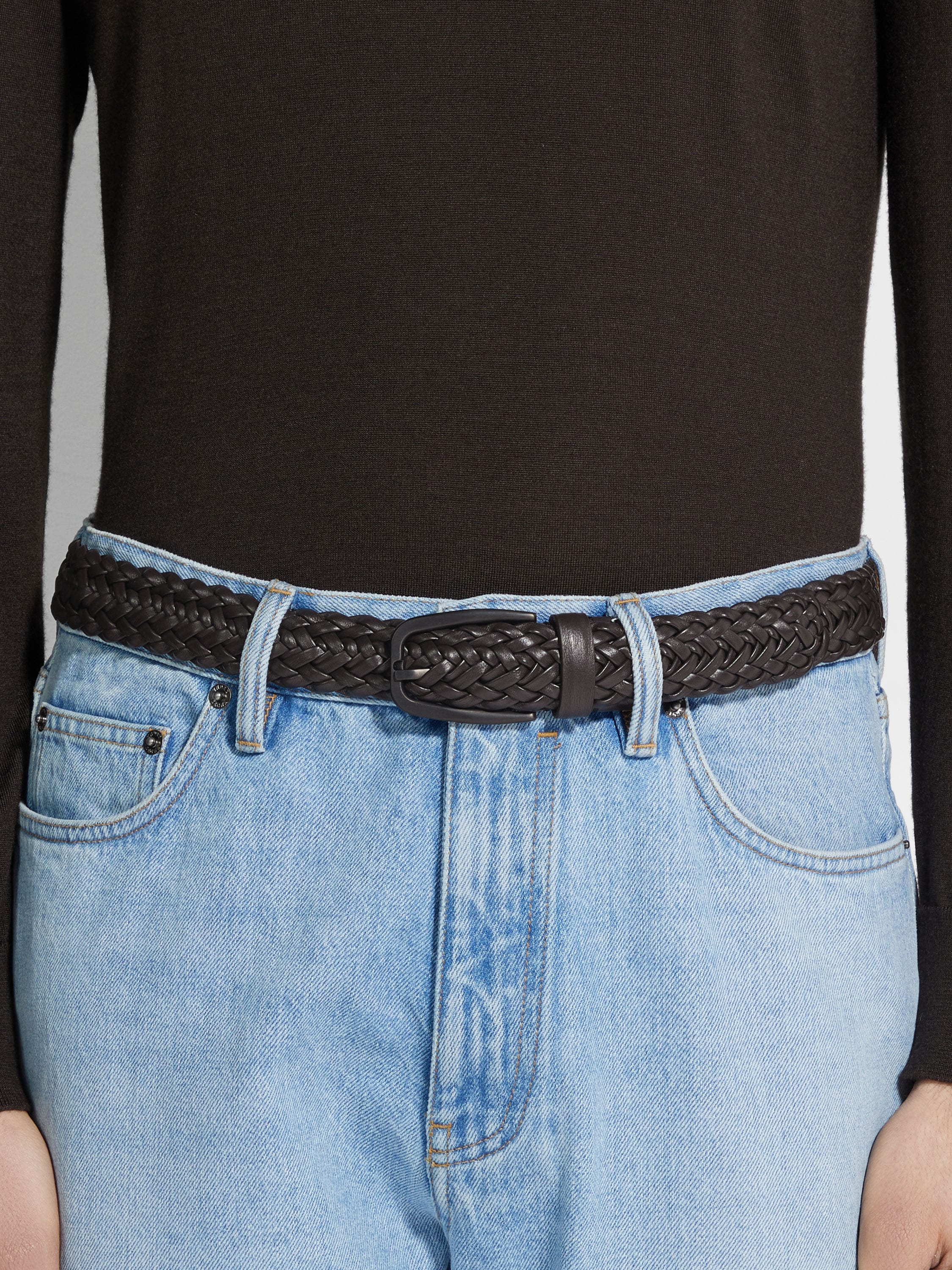 Cintura in Pelle Marrone Scuro Foto #2 di dettaglio del prodotto