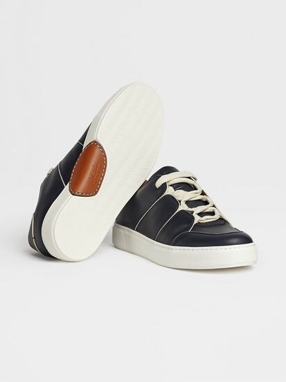 Navy Blue Leather Tiziano Sneakers SS24 22361738 | Zegna MX