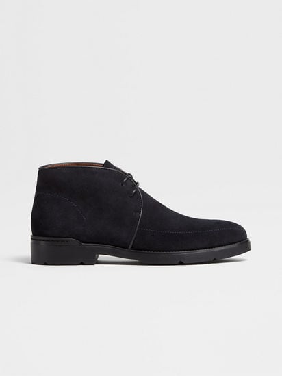 Navy Blue Suede Cortina Boots SS25 27888484 Zegna HK