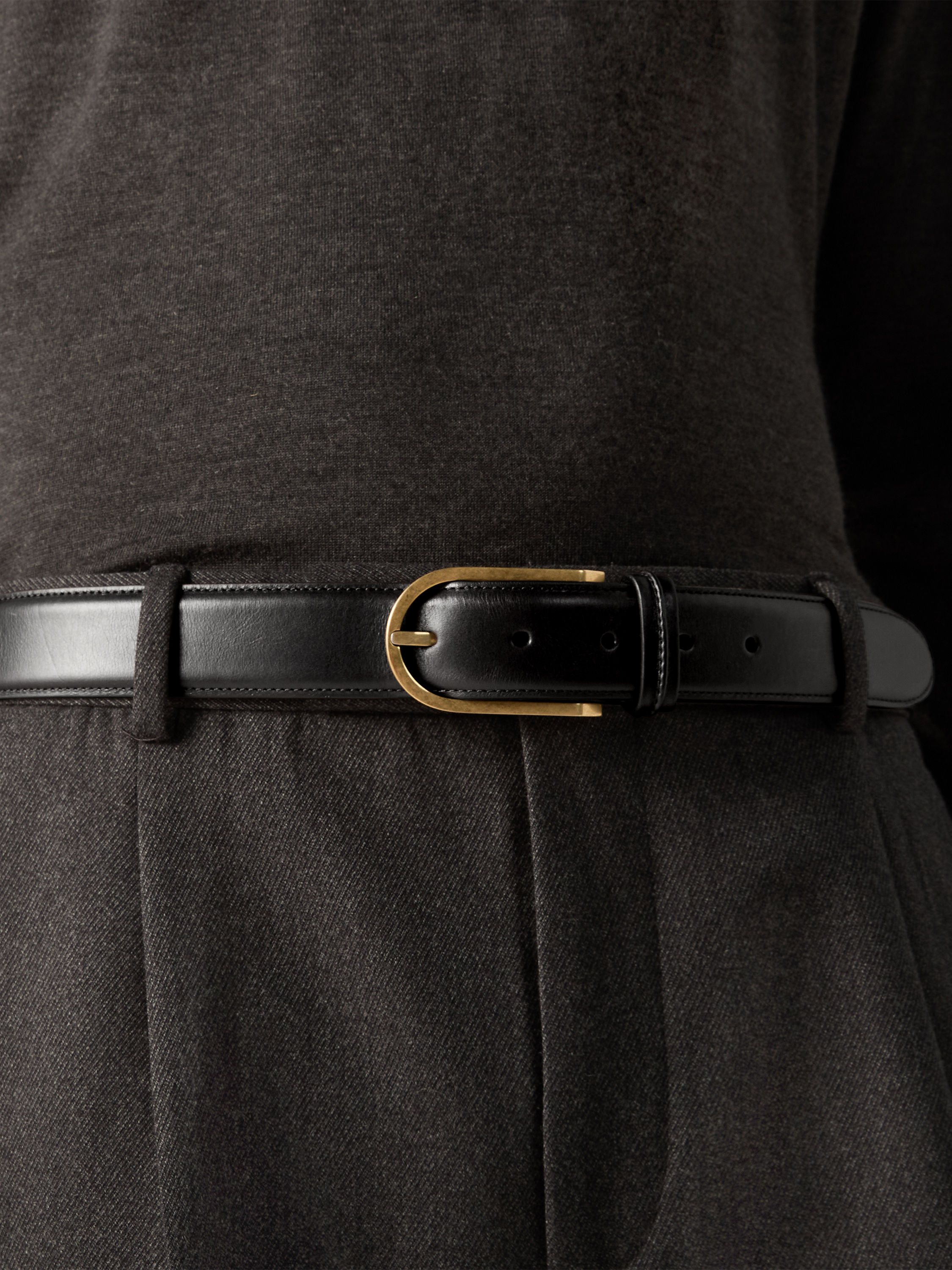 Dark Brown Leather Belt Product detail photo #2