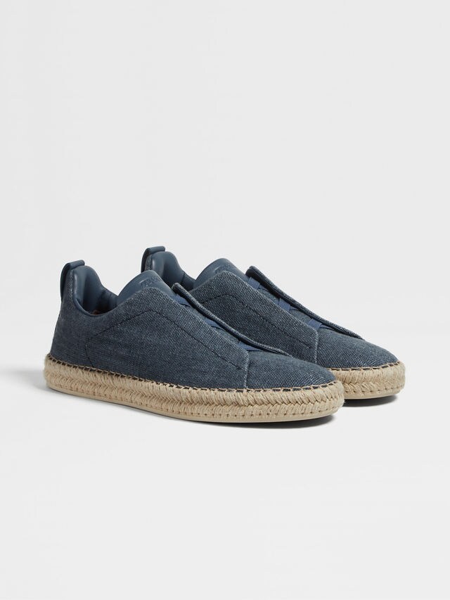 Blue Linen Blend Triple Stitch™ Espadrilles Main product photo