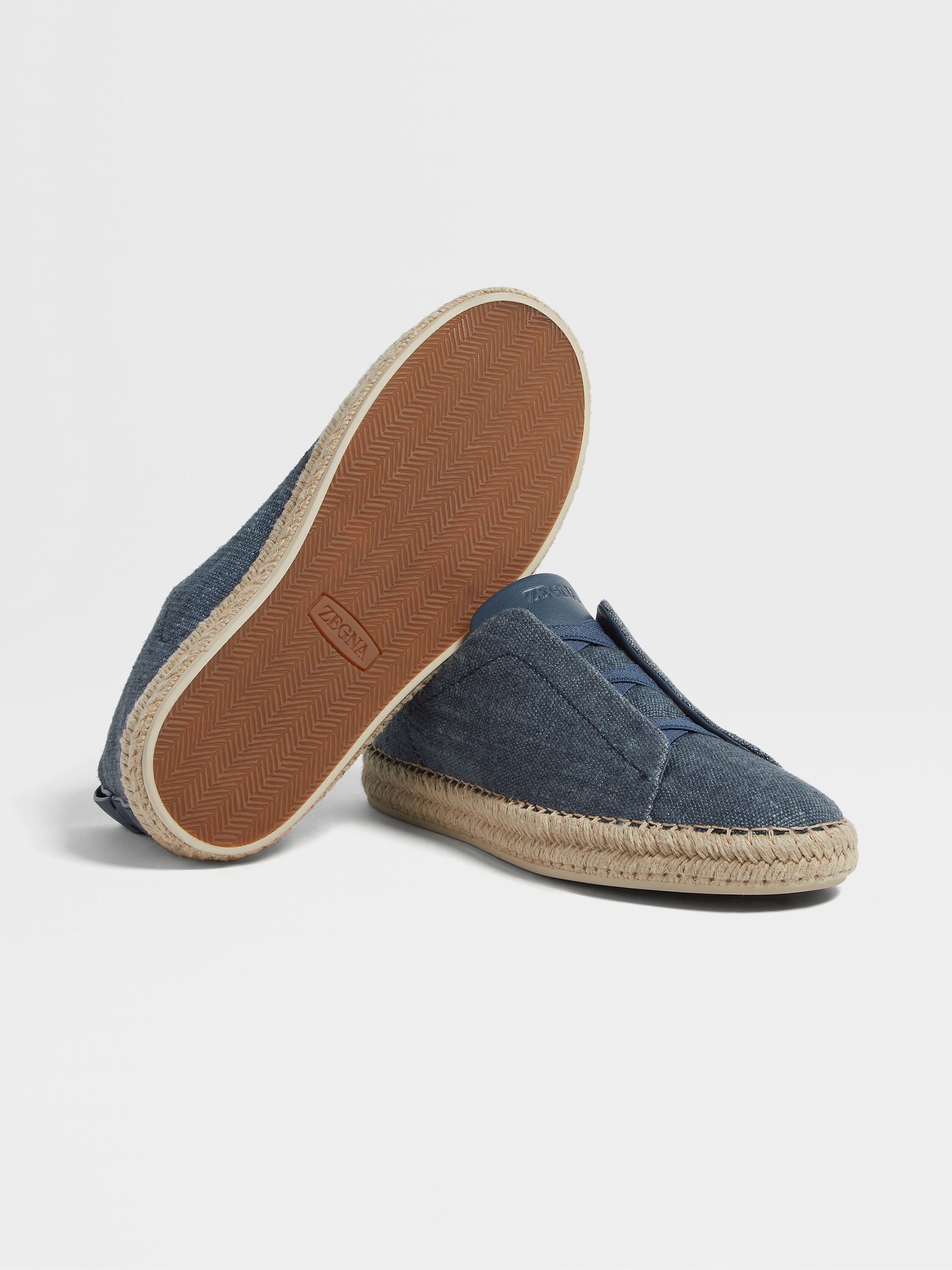 Blue Linen Blend Triple Stitch™ Espadrilles Product detail photo #4