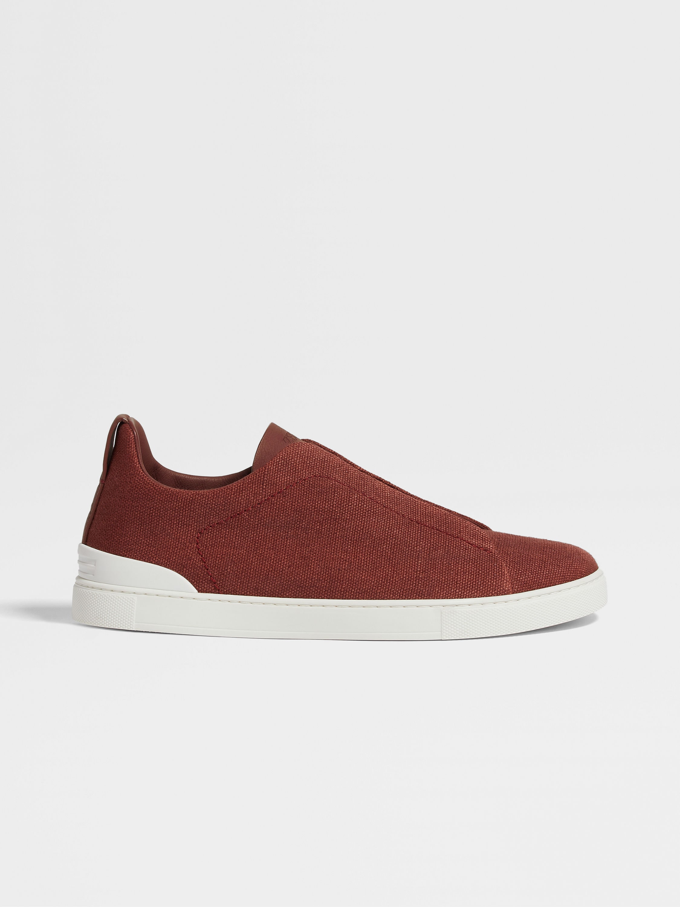 Red Cotton Linen and Leather Triple Stitch™ Sneakers Product detail photo #3