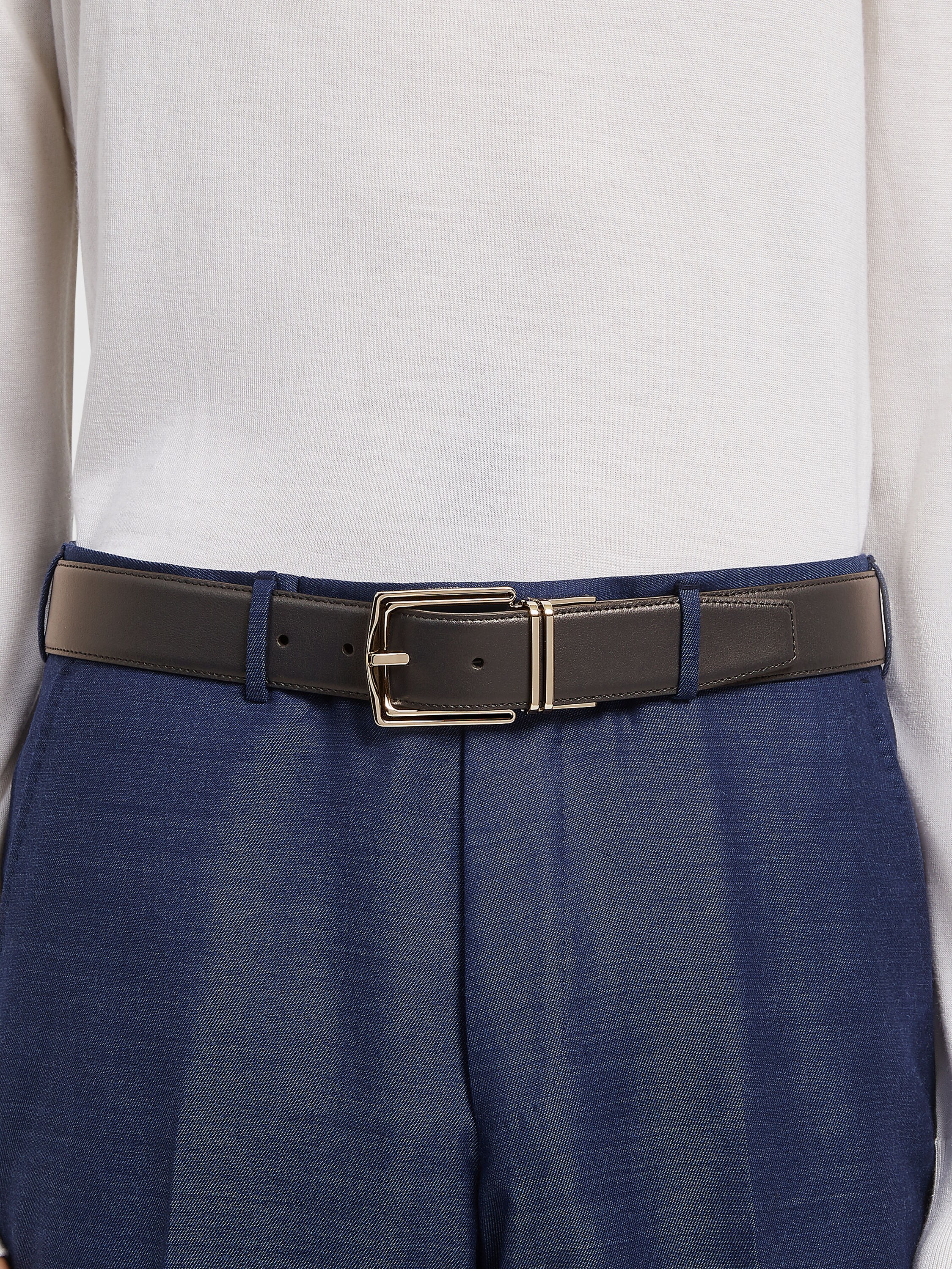 다크 브라운/블랙 레더 리버서블 벨트 제품 상세 사진 #2