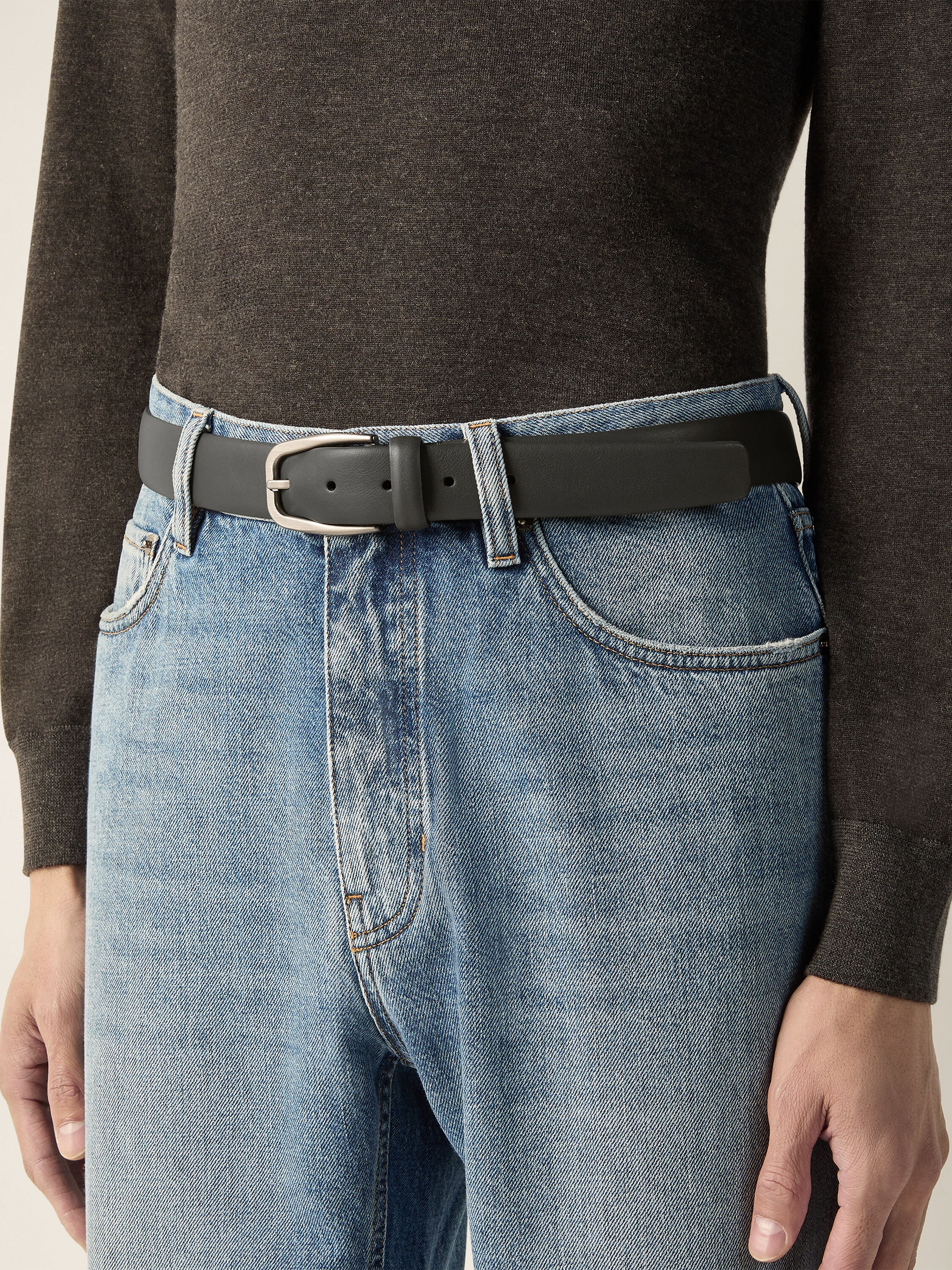 Dark Olive Green Leather Belt Product detail photo #2
