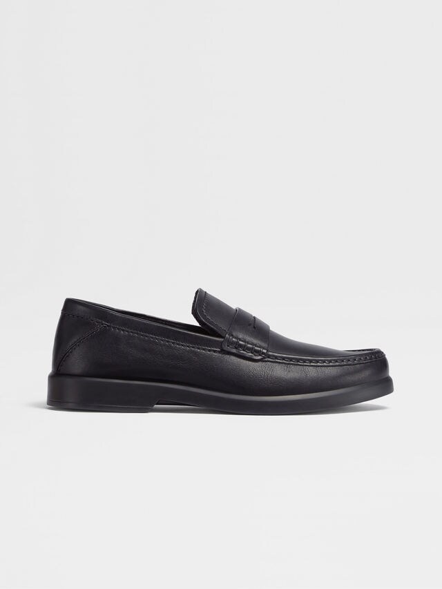 Black Hand-Buffed Leather X-Lite Loafers Main product photo