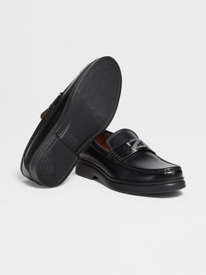 Black Hand-Buffed Leather X-Lite Loafers