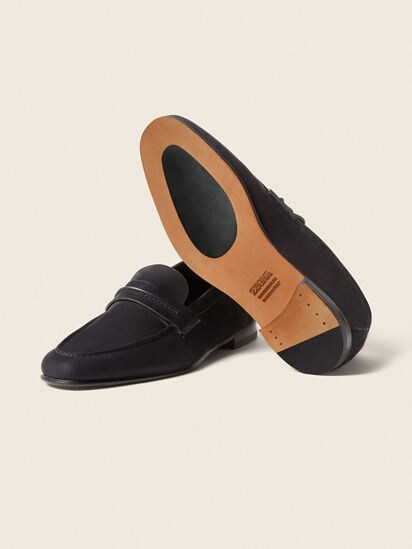 Navy Blue SECONDSKIN Mocassin Loafer SS26 37097435 | Zegna US
