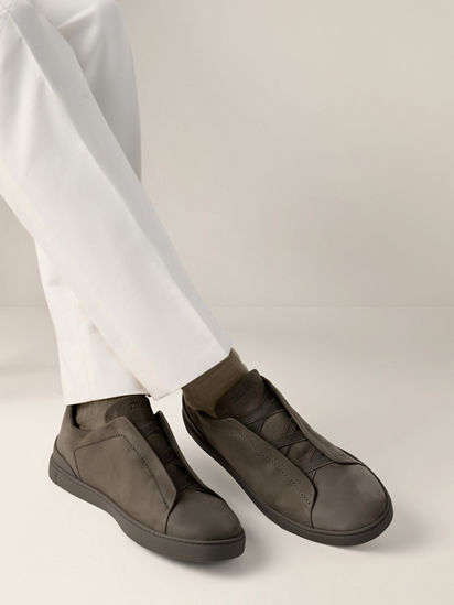Dark Taupe Triple Stitch™ SECONDSKIN Sneakers SS26 37097628 | Zegna US