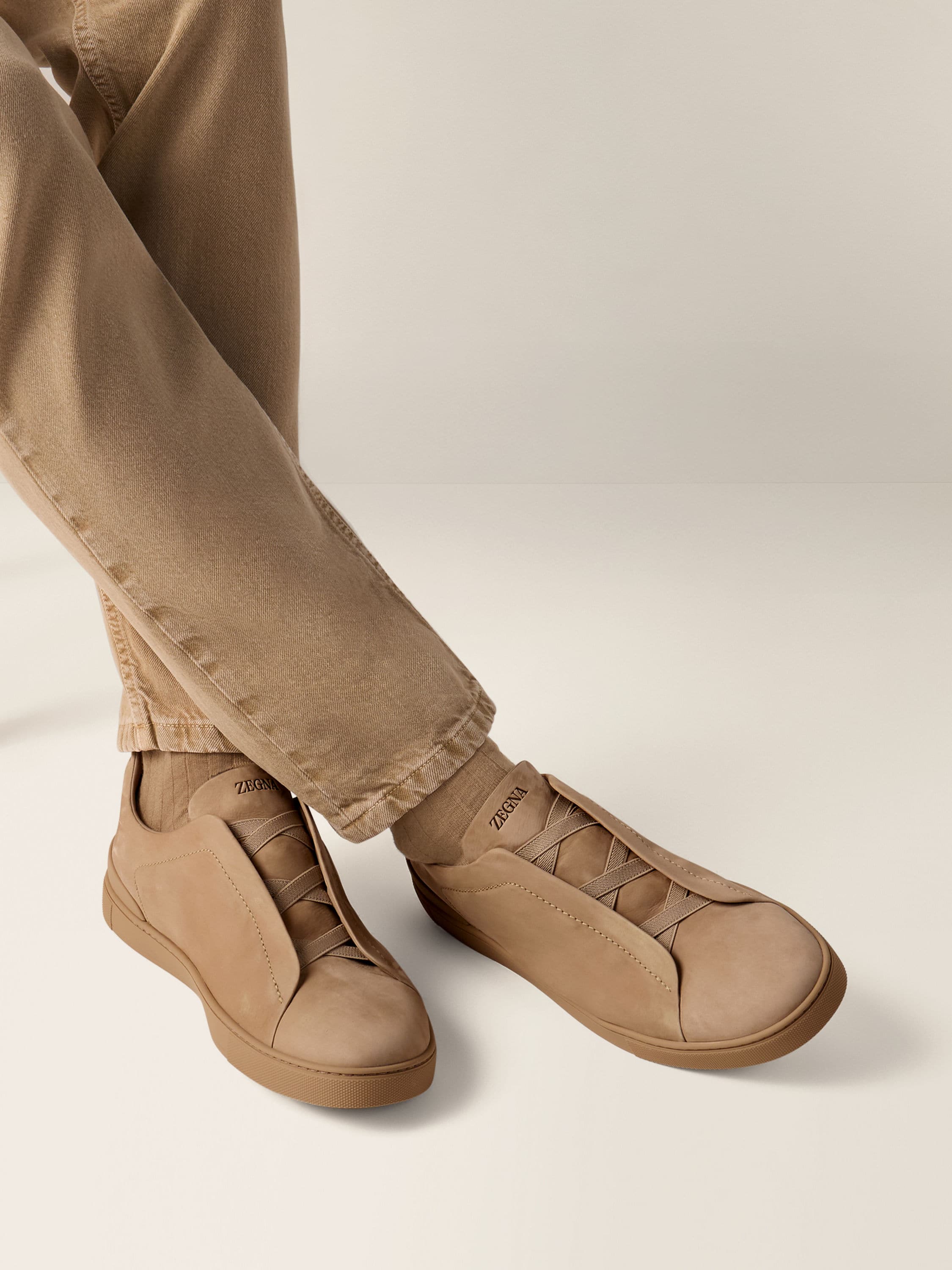 Beige Triple Stitch™ SECONDSKIN Sneakers Product detail photo #1