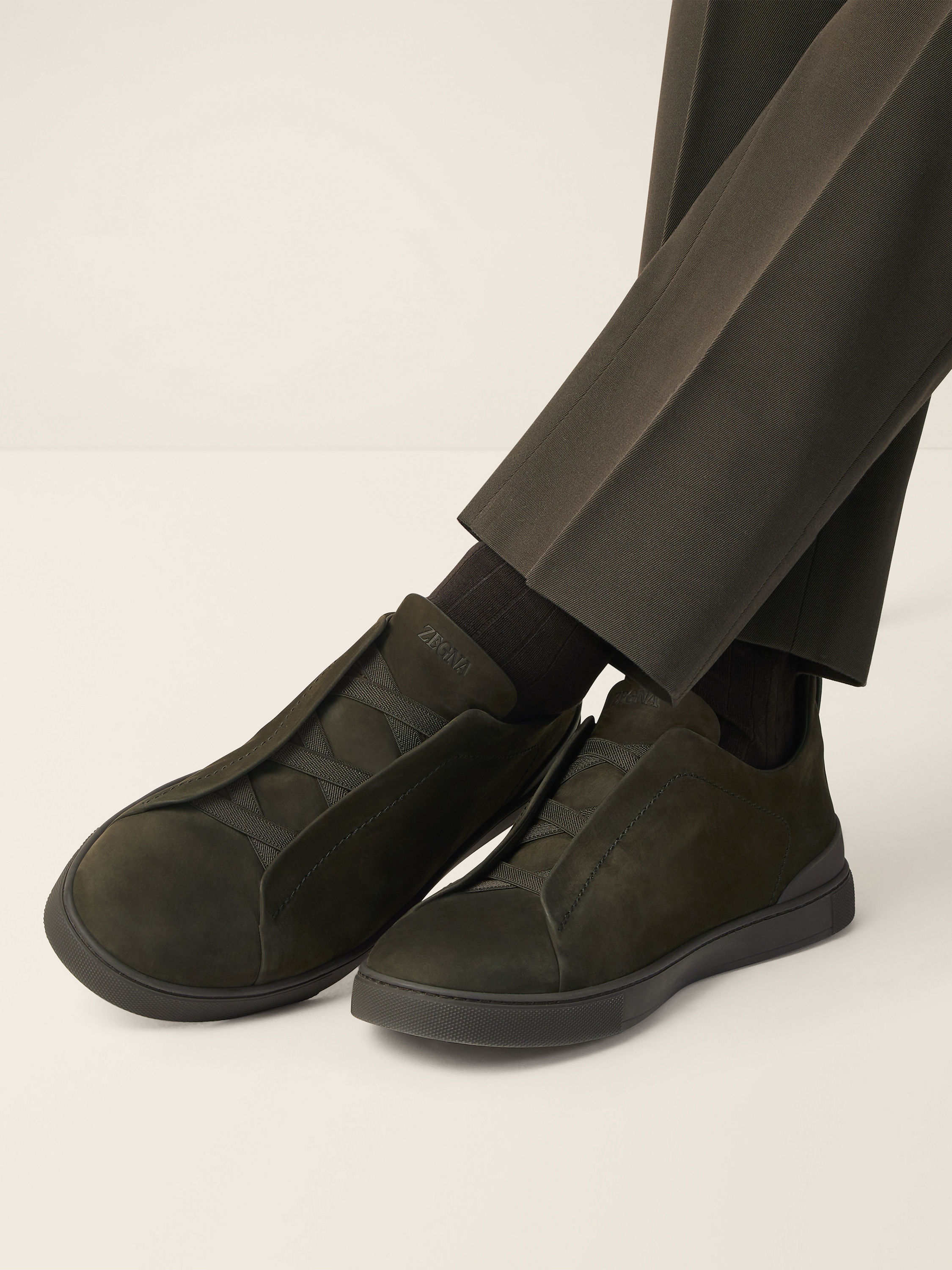 Dark Olive Green Triple Stitch™ SECONDSKIN Sneakers Product detail photo #1