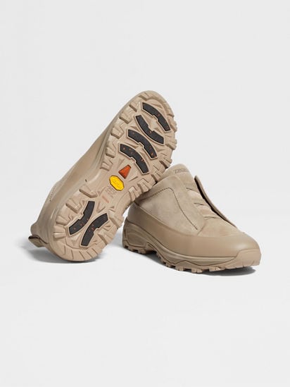 Light Taupe Suede and Leather Triple Stitch™ Monte Sneakers Light Taupe Suede and Leather Triple Stitch™ Monte Sneakers