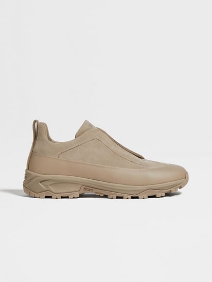 Light Taupe Suede and Leather Triple Stitch™ Monte Sneakers Light Taupe Suede and Leather Triple Stitch™ Monte Sneakers