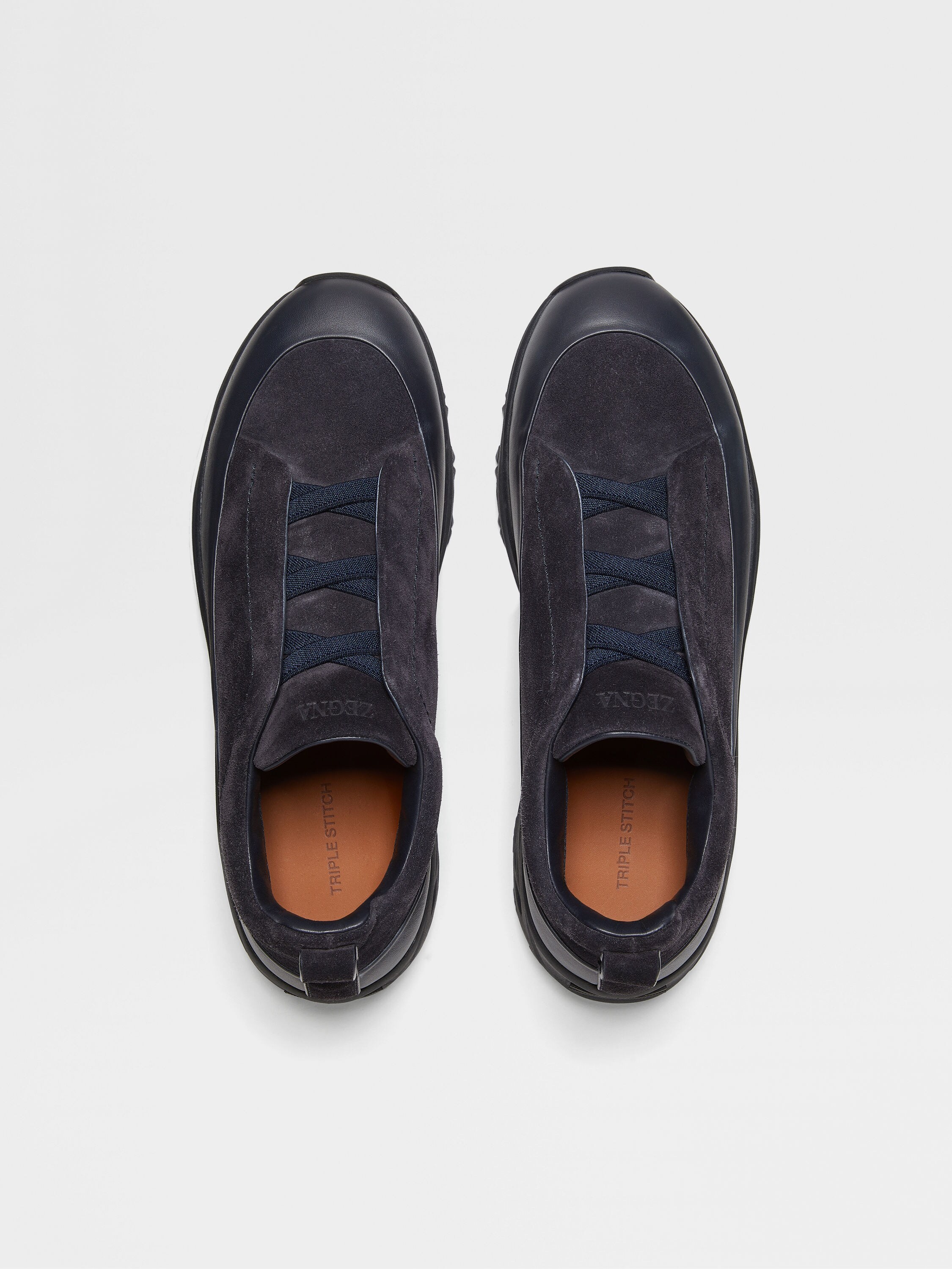Navy Blue Leather and Suede Triple Stitch™ Monte Sneakers Product detail photo #2