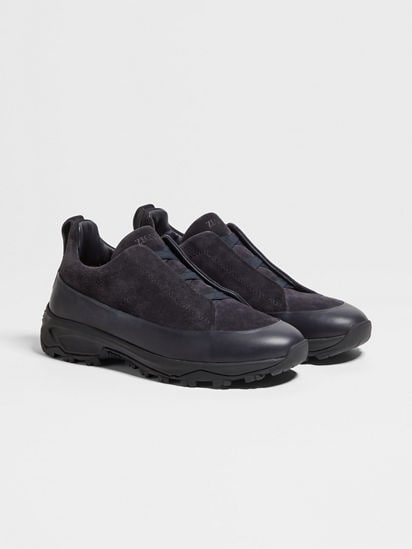 Navy Blue Leather and Suede Triple Stitch™ Monte Sneakers FW25