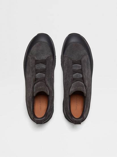 Dark Grey Leather and Suede Triple Stitch™ Monte Sneakers FW25