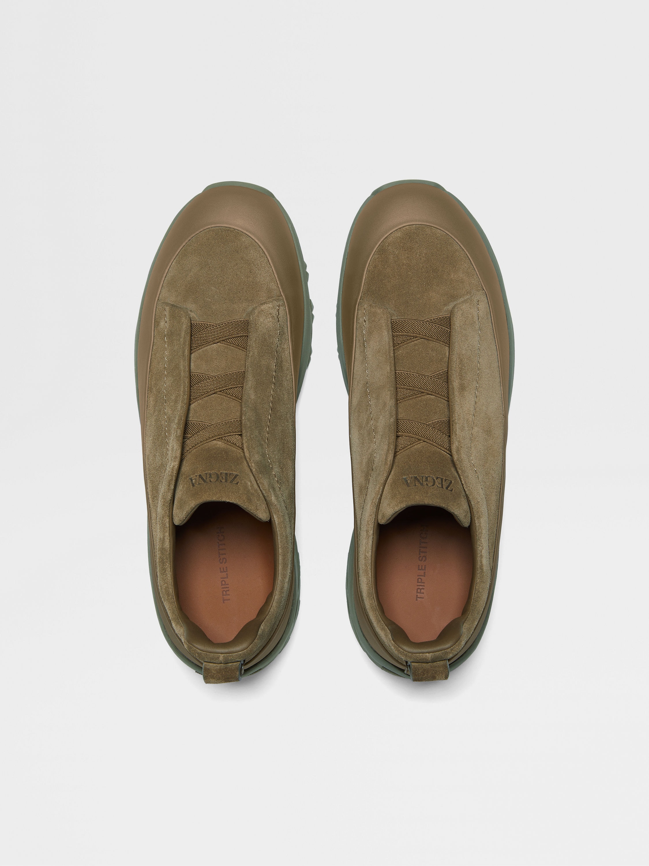 Khaki Suede and Leather Triple Stitch™ Monte Sneakers Product detail photo #2