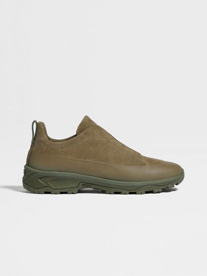 Khaki Suede and Leather Triple Stitch Monte Sneakers FW24 31784244 Zegna CA