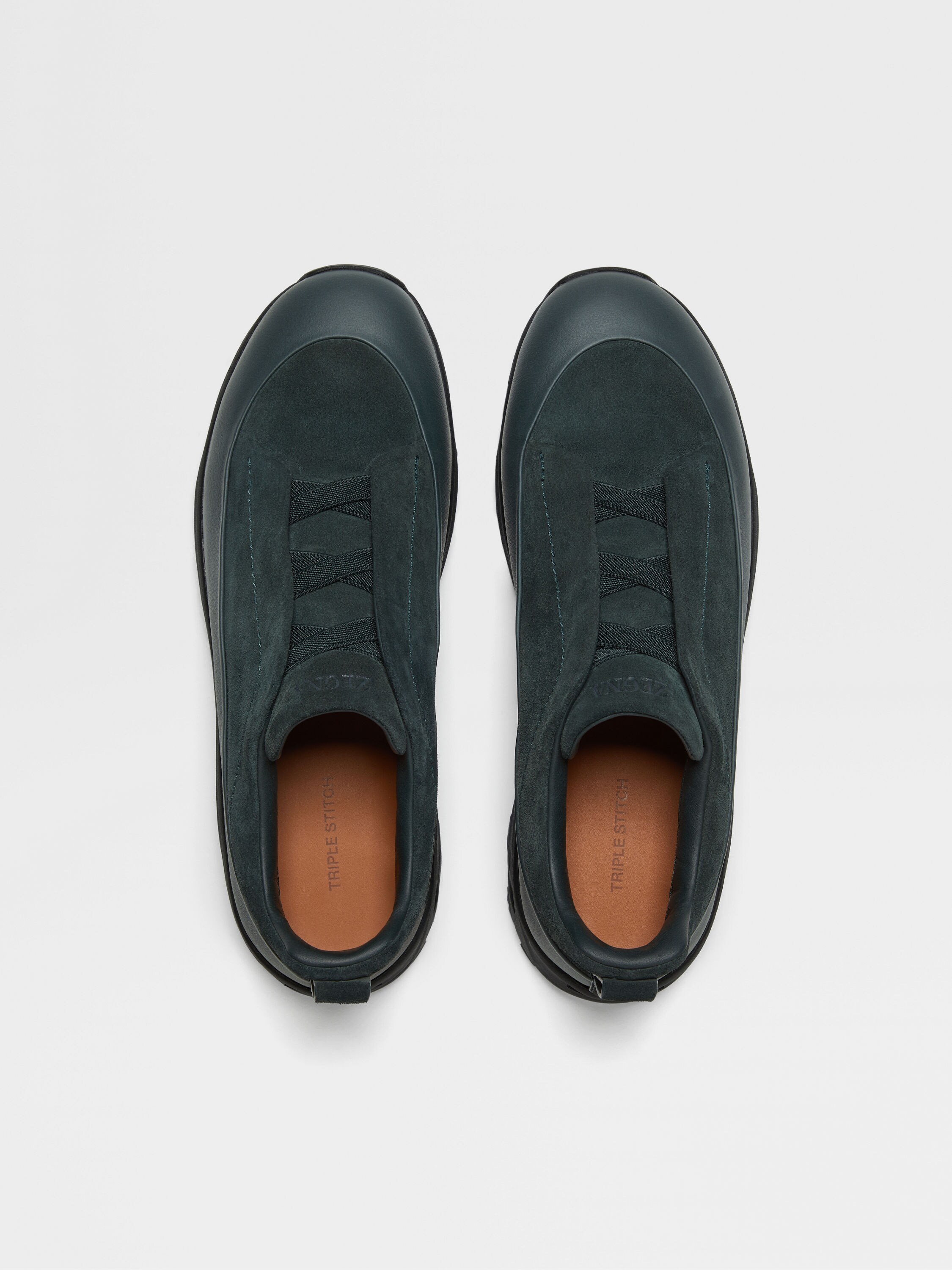 Dark Green Leather and Suede Triple Stitch™ Monte Sneakers Product detail photo #2