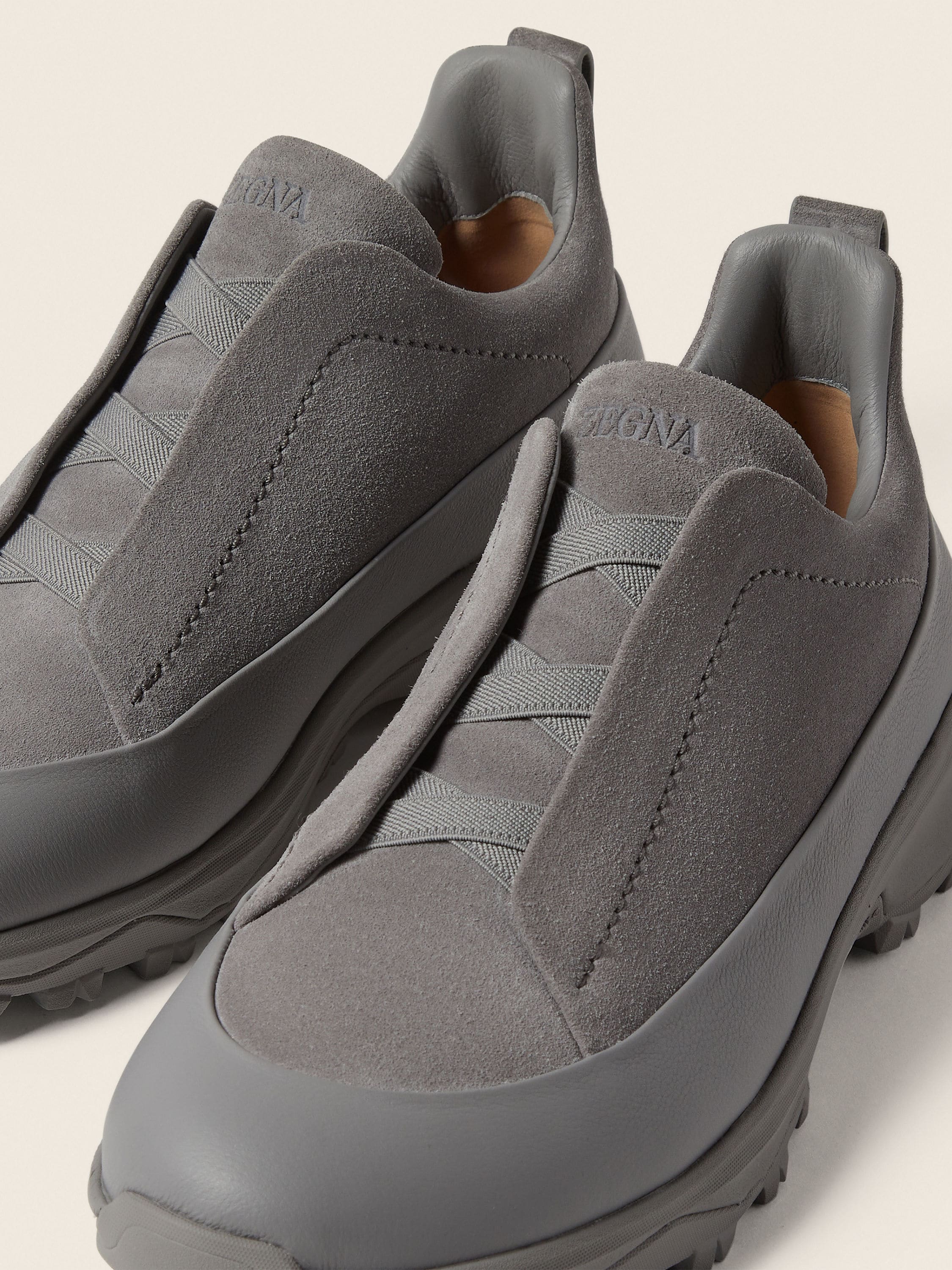 Grey Mélange Leather and Suede Triple Stitch™ Monte Sneakers Product detail photo #1