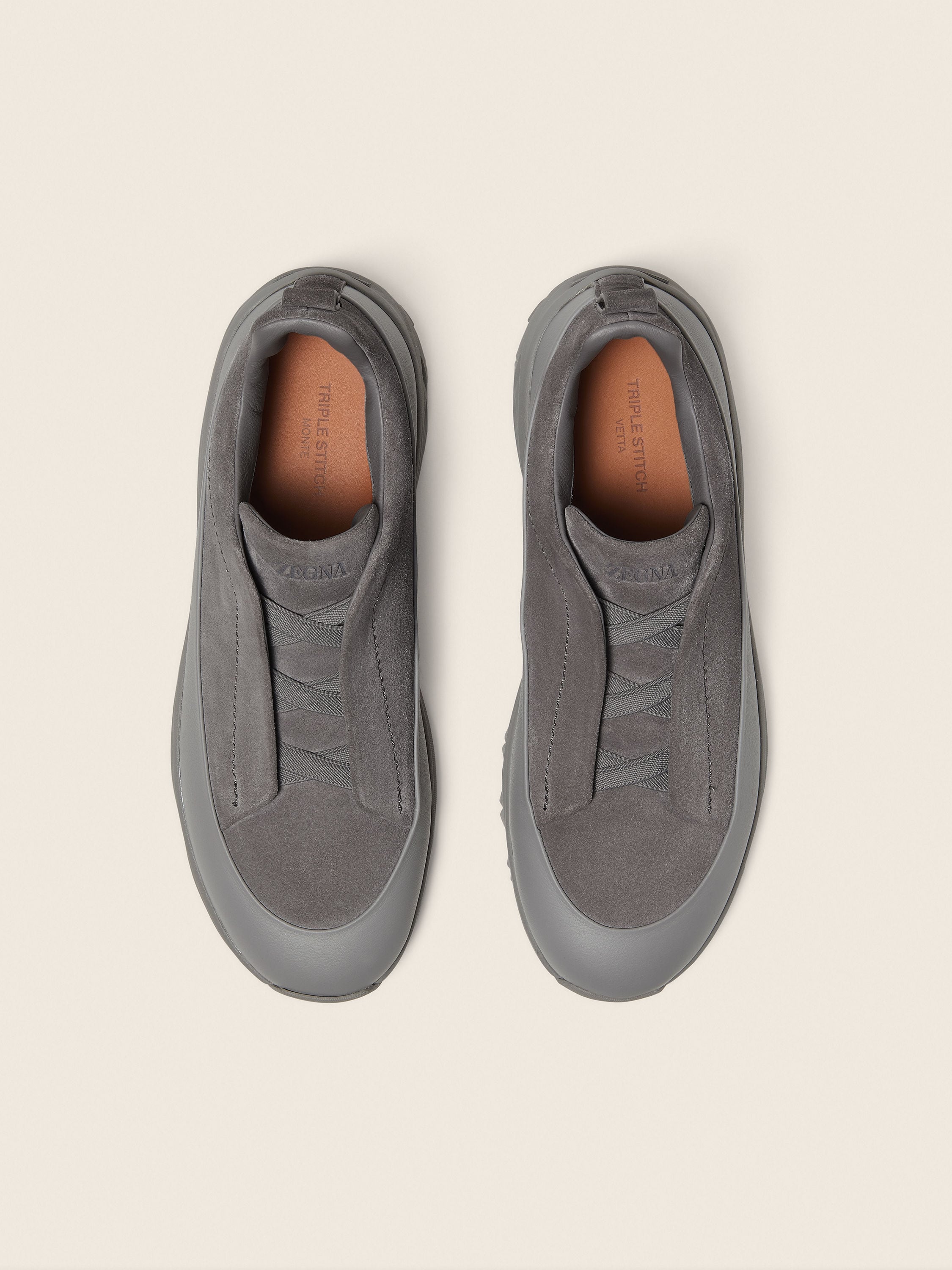 Grey Mélange Leather and Suede Triple Stitch™ Monte Sneakers Product detail photo #2