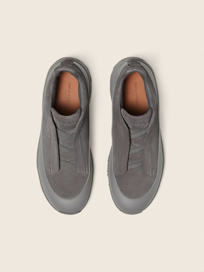 モントゥトゥユピー　 Grey Mélange Leather and Suede Triple Stitch™ Monte Sneakers FW26