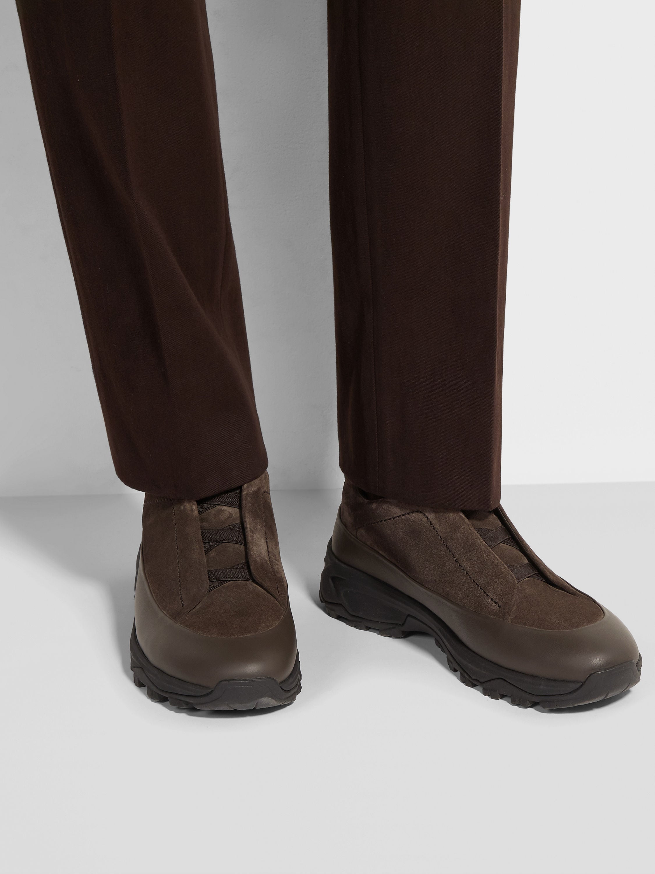 Dark Brown Leather and Suede Triple Stitch™ Monte Sneakers Product detail photo #1