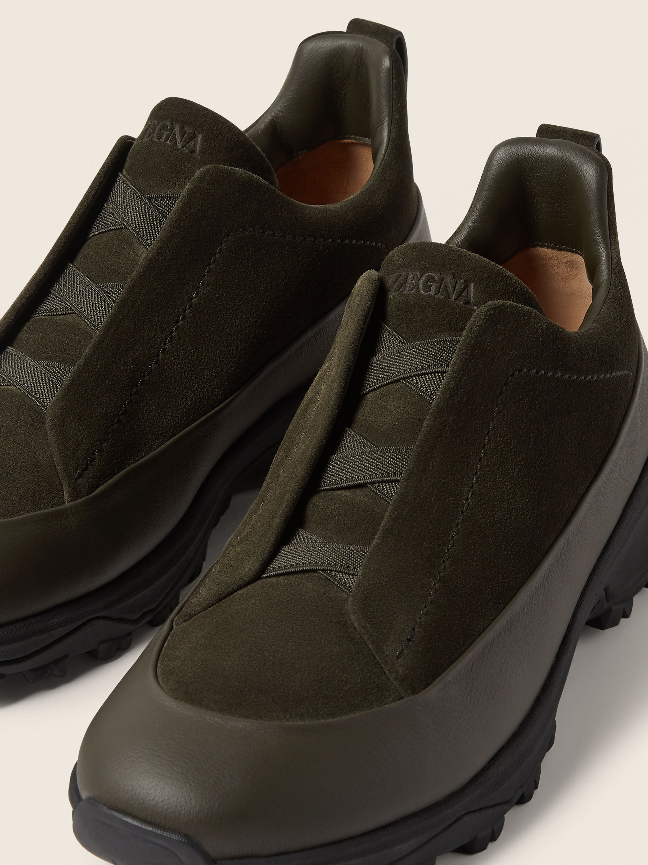 Dark Olive Green Leather and Suede Triple Stitch™ Monte Sneakers Product detail photo #1