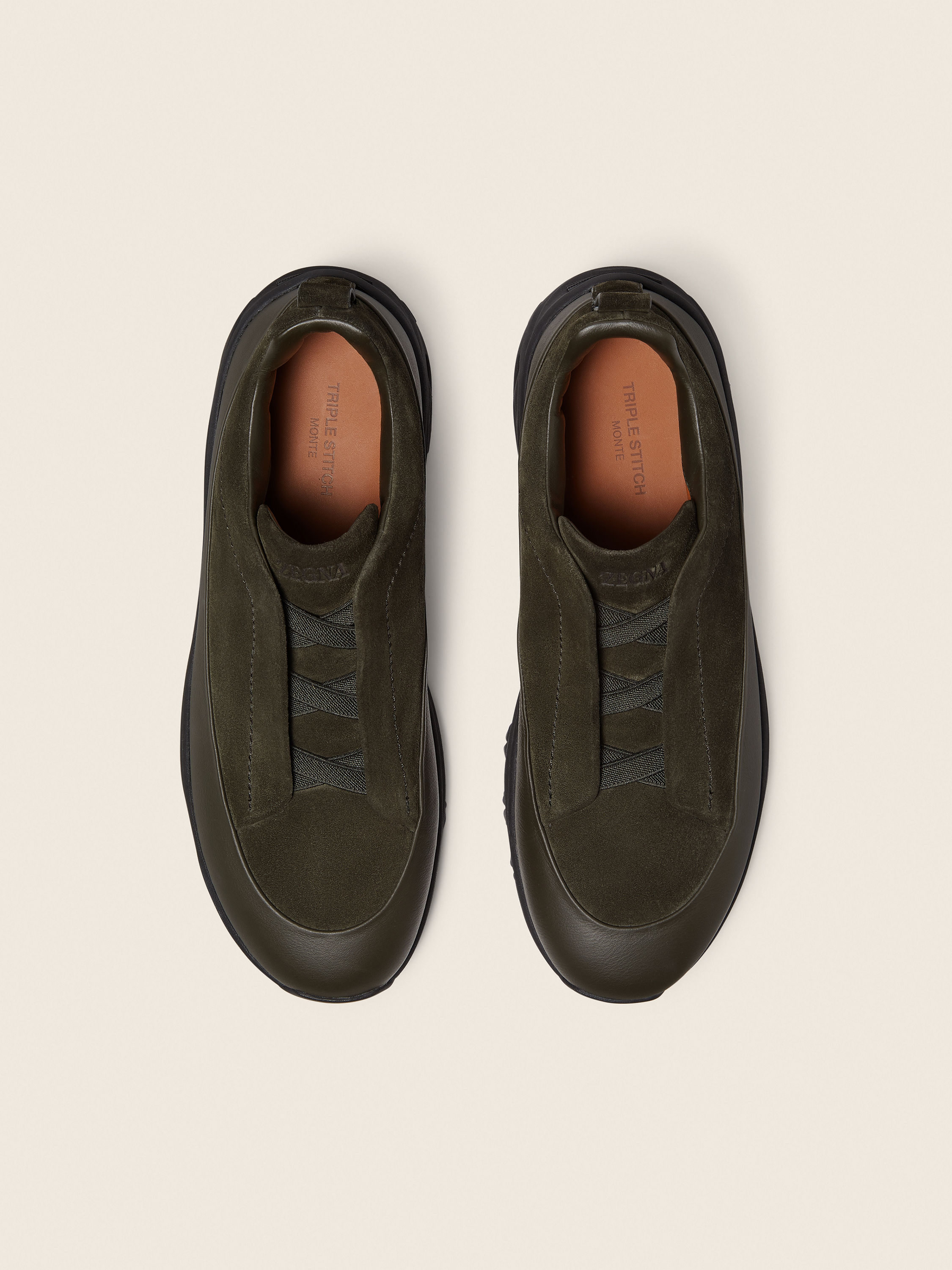 Dark Olive Green Leather and Suede Triple Stitch™ Monte Sneakers Product detail photo #2
