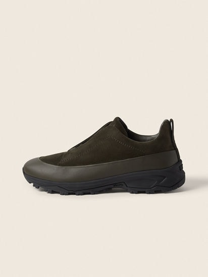 Dark Olive Green Leather and Suede Triple Stitch™ Monte Sneakers