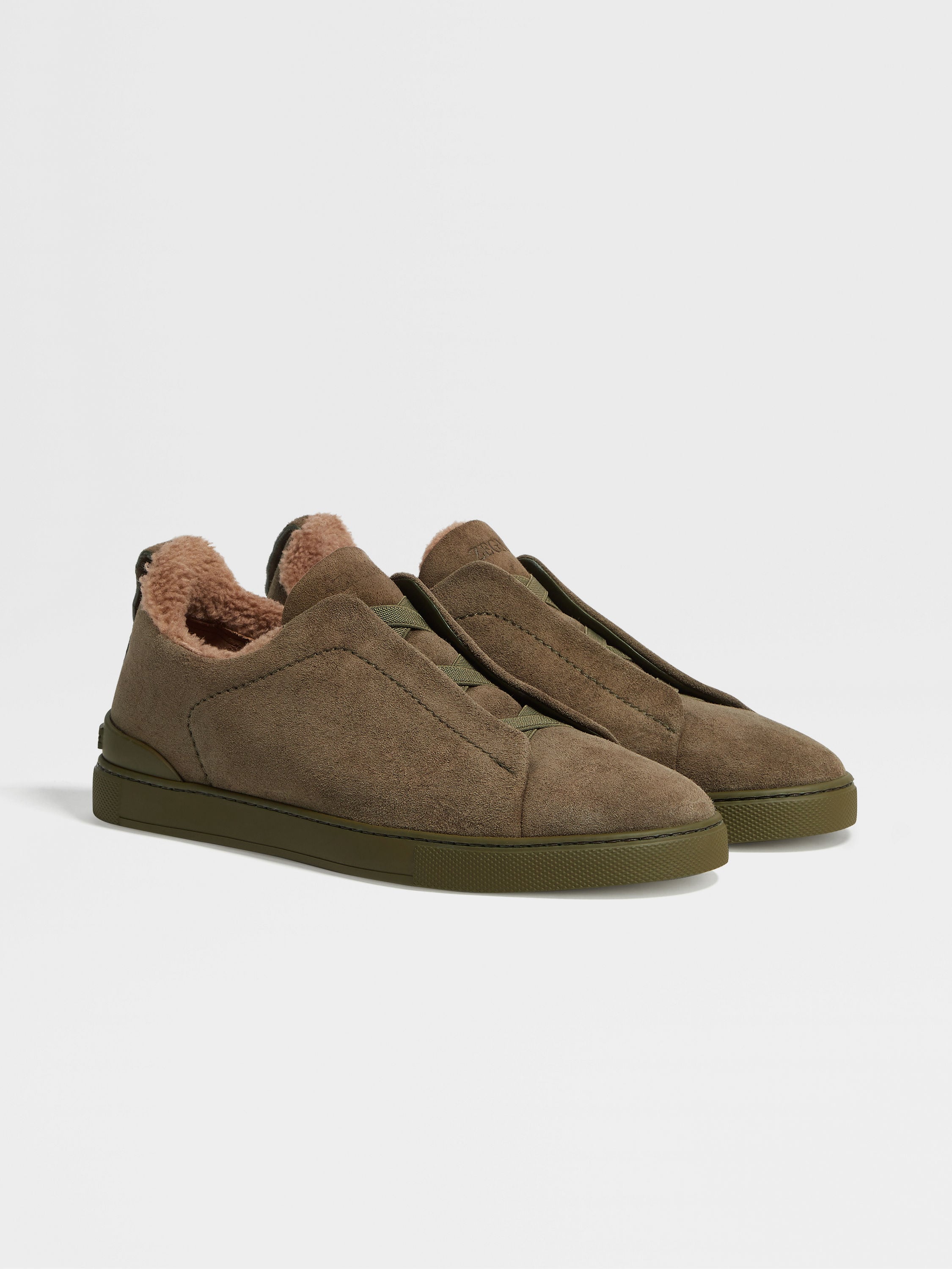 Olive Green Suede Triple Stitch™ Sneakers FW23 27874146 | Zegna GB