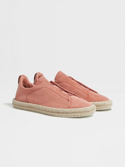 Dust Pink Deerskin Triple Stitch Espadrilles