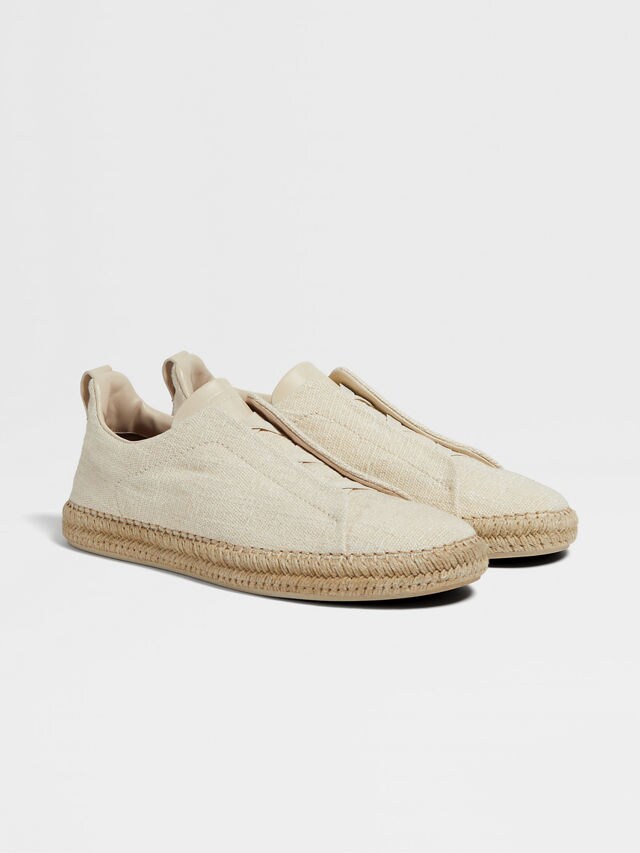 Triple Stitch™ Espadrilles aus Leinen und Leder in Altweiß Hauptproduktfoto