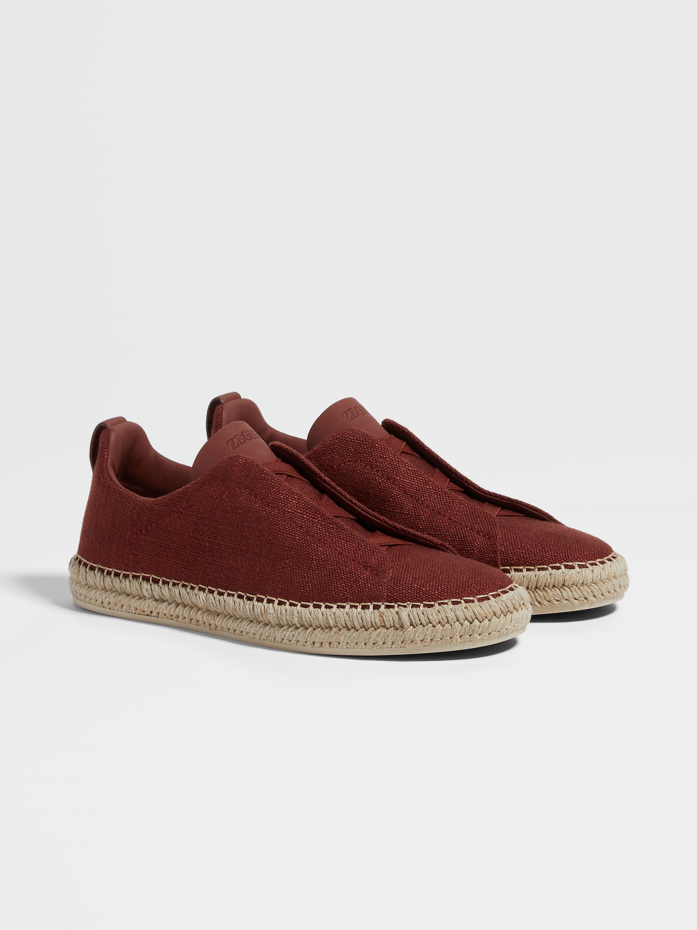 Red Viscose Linen and Leather Triple Stitch™ Espadrilles Main product photo