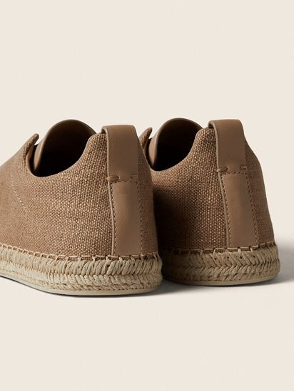 Beige Linen Blend and Leather Triple Stitch™ Espadrilles SS26