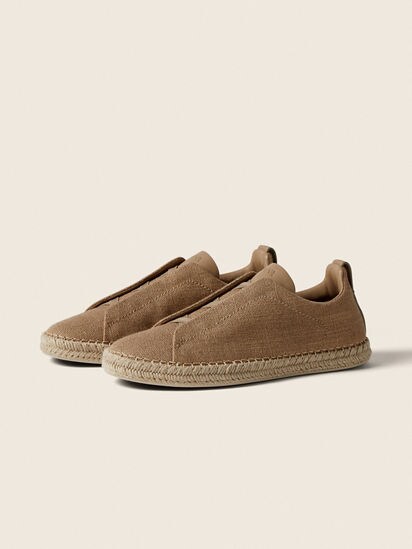 Beige Linen Blend and Leather Triple Stitch™ Espadrilles SS26