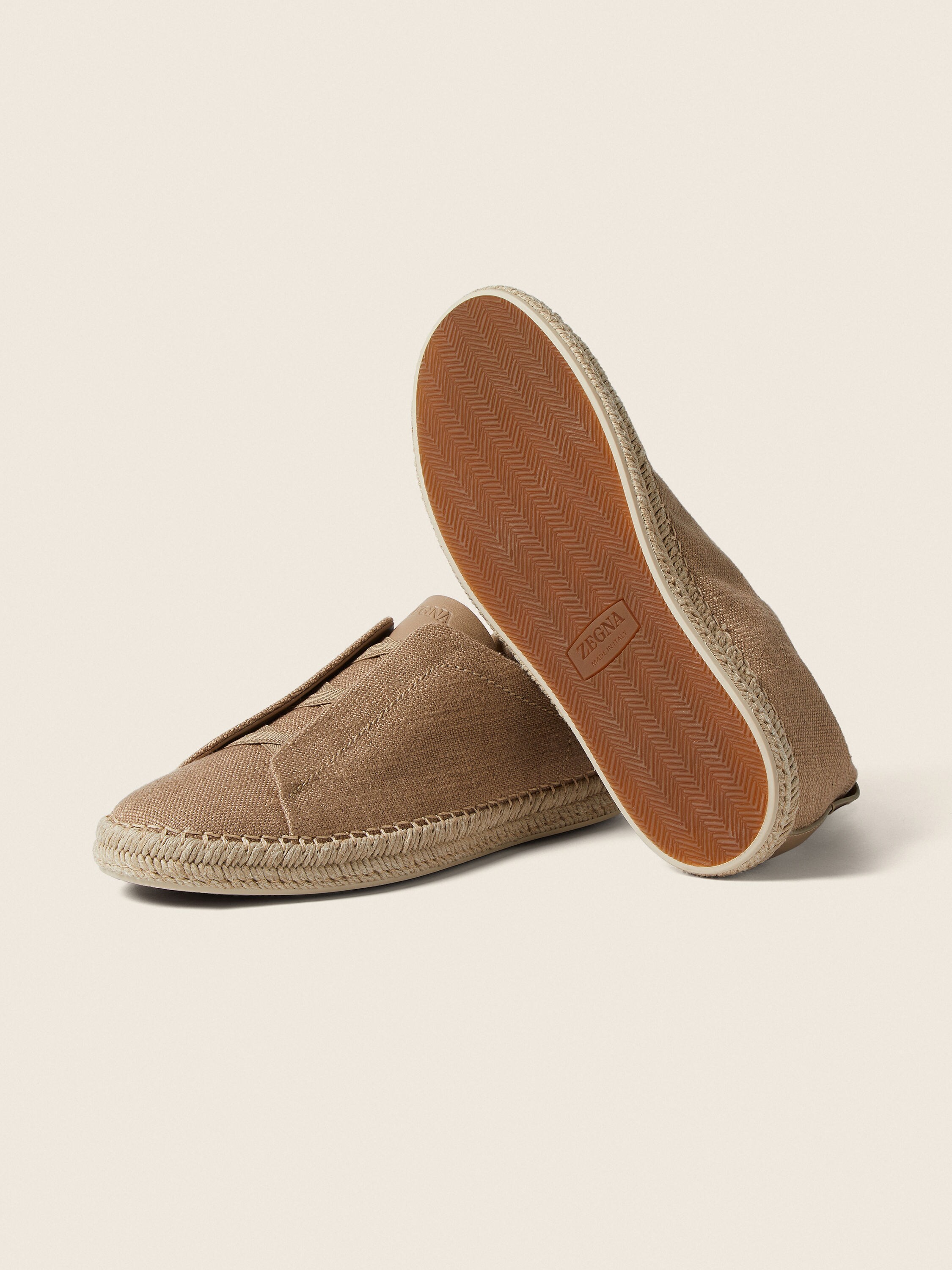 Beige Linen Blend and Leather Triple Stitch™ Espadrilles Product detail photo #4