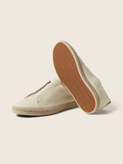 オフホワイトリネン混紡&レザーTriple Stitch™エスパドリーユ SS26