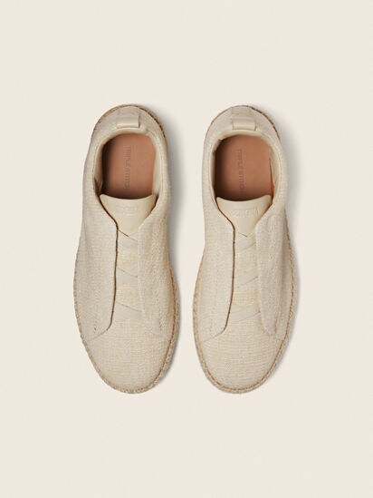 オフホワイトリネン混紡&レザーTriple Stitch™エスパドリーユ SS26