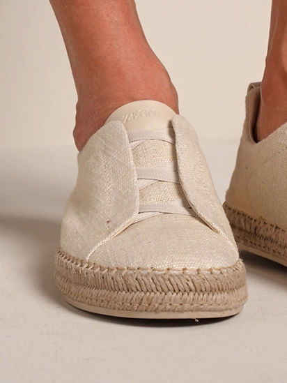 Off White Linen Blend and Leather Triple Stitch™ Espadrilles SS26