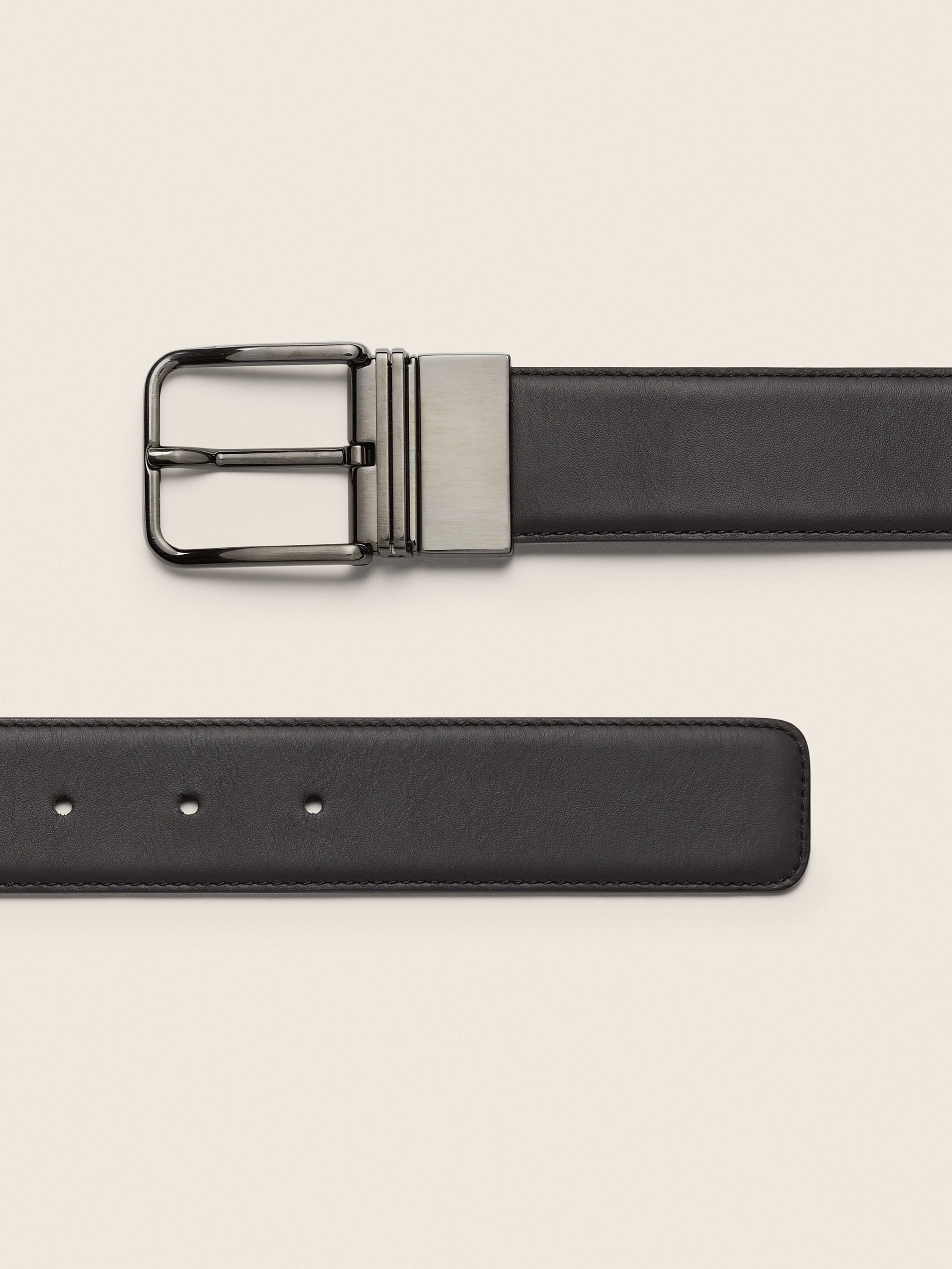 Dark Brown and Black Reversible Leather Belt Product detail photo #1