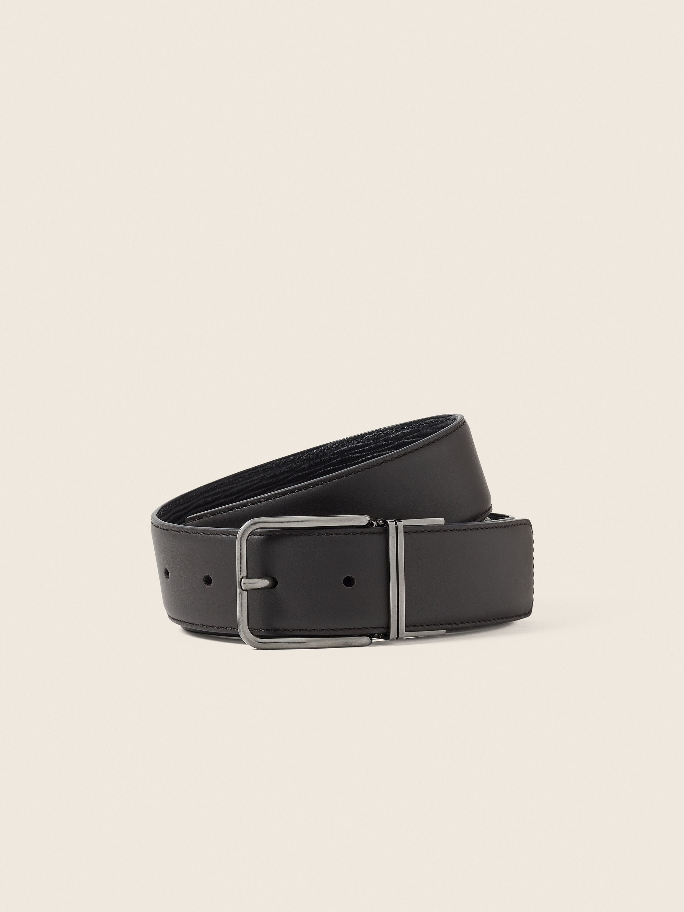 Dark Brown and Black Reversible Leather Belt Main product photo