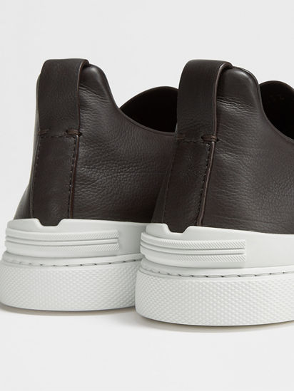 ZEGNA Men's Triple Stitch SECONDSKIN Leather Slip-On Sneakers