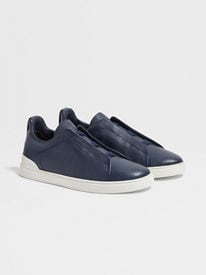 ゼニアシューズ ブラック ディアスキン Triple Stitch™スニーカー SS25 22361743