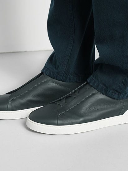 Dark Green Triple Stitch™ SECONDSKIN Sneakers FW25 35541617 | Zegna US