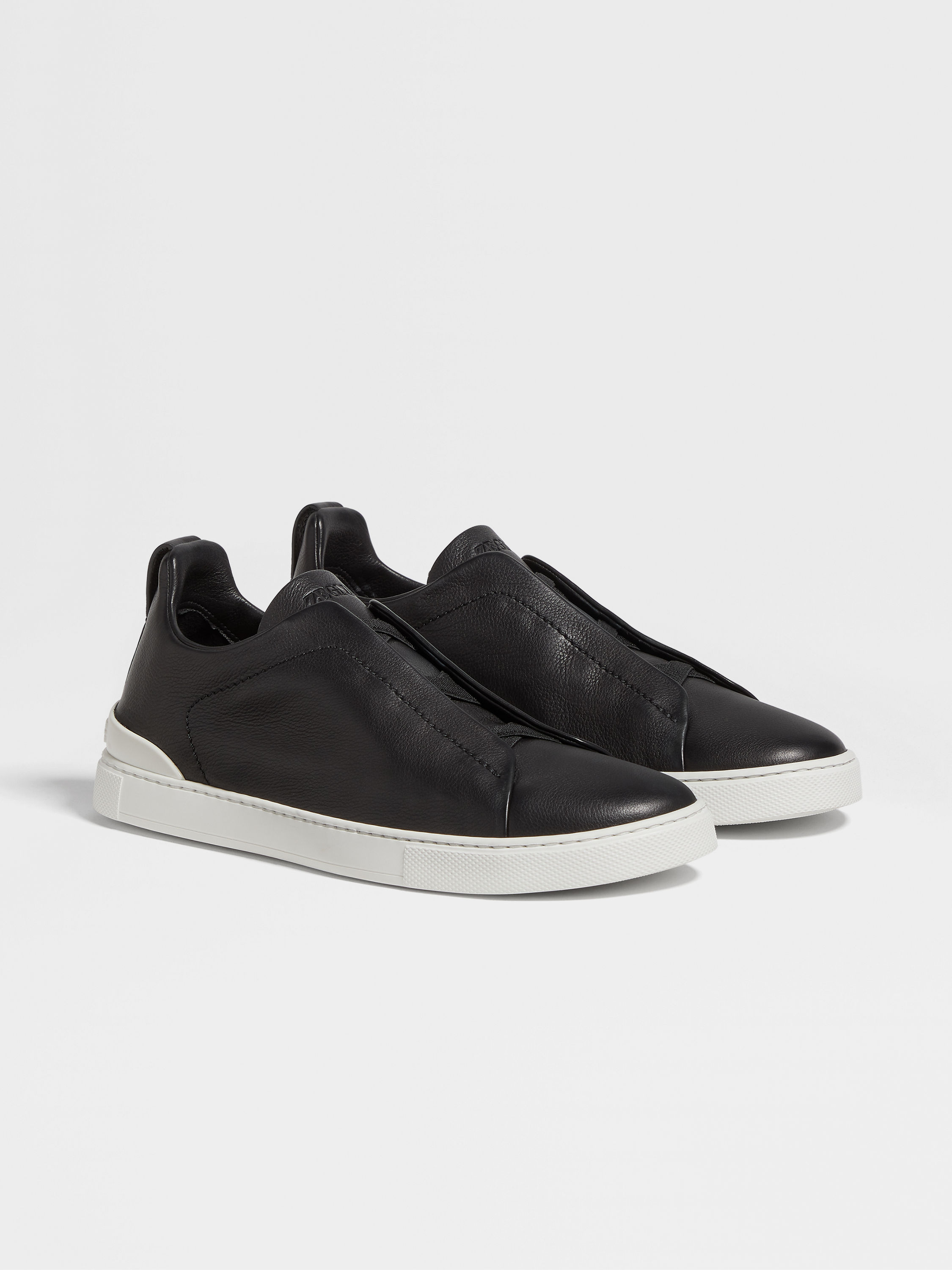 Black Leather Triple Stitch™ Sneakers SS24 22325372 | Zegna JP